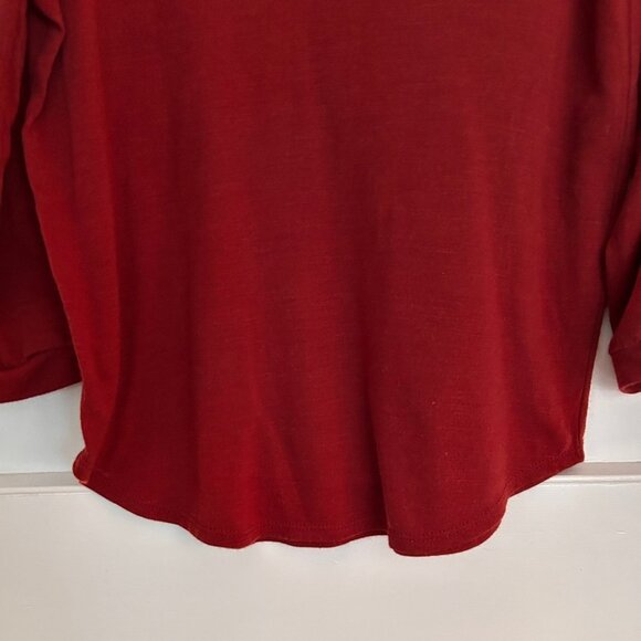 Faith & Joy Sweater in Rust with Faux Pocket and Button Size Large - Picture 6 of 9